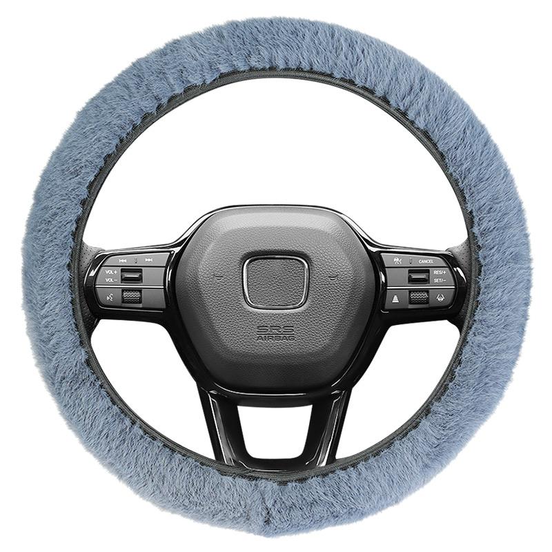 

Winter plush retractable steering wheel cover, fashionable new style, warm, universal, anti slip, all car universal handle cover серый