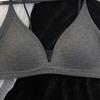 Dark Grey Ribbed Wireless Bra with Thin Adjustable Straps