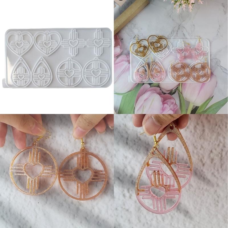 Easy to Use Silicone Pendant Mold Earrings Molds Hollow Jewelry Molds Silicone Texture Gift for Jewelry Enthusiasts