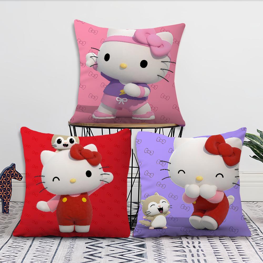Kawaii Cartoon Cat H-Hello K-Kitty Cute Art Sro Comfortable Soft Pillow Case For Sofa Living Room Home Decor Protective Covers