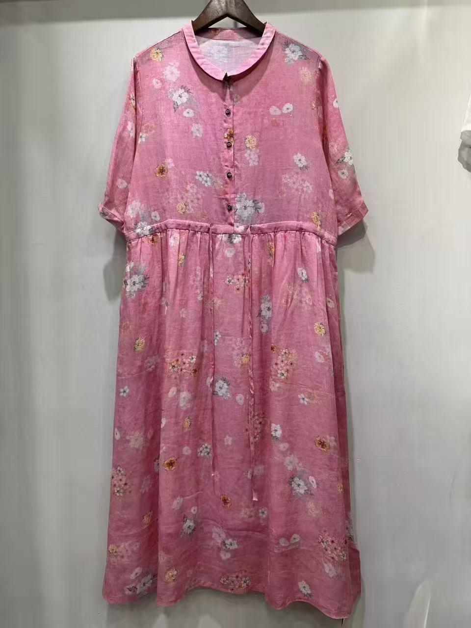 

Mijia Loose-Fit Ramie Drawstring Summer Dress One Size