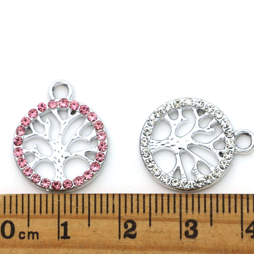 10Pcs Silver Plated Crystal Tree Of Life Charm Pendant For Jewelry Making Earrings Bracelet Necklace Accessories Diy Findings