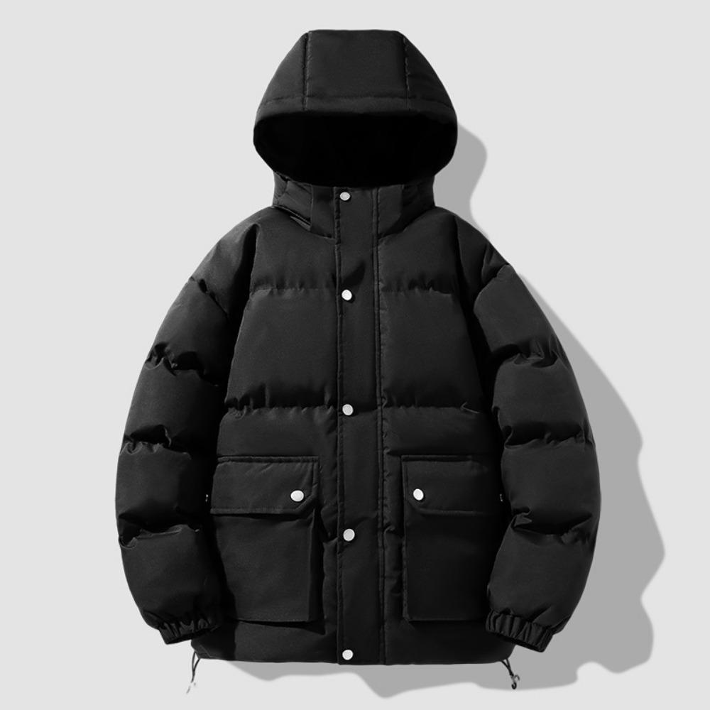 Winter down cotton clothes men's trendy brand solid color B-print men's and women's same style couple style thickened warm cotton clothes