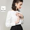 Bailuyu 2026 Spring Striped Cotton Off-Shoulder Puff Sleeve Shirt
