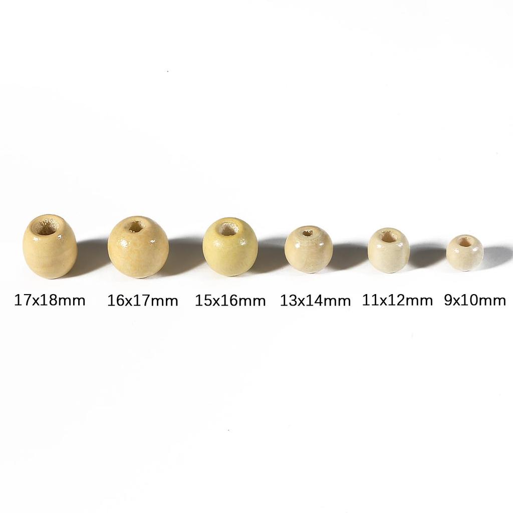 50 peças contas soltas de madeira redondas naturais cor de café buraco grande para acessórios de fabricação de joias diy