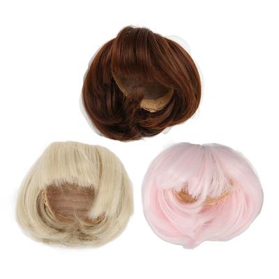 Doll Wig Hair with Bangs Doll Soft Flexible Short Straight Hair for 1/6 6.1‑6.7 Inch Doll