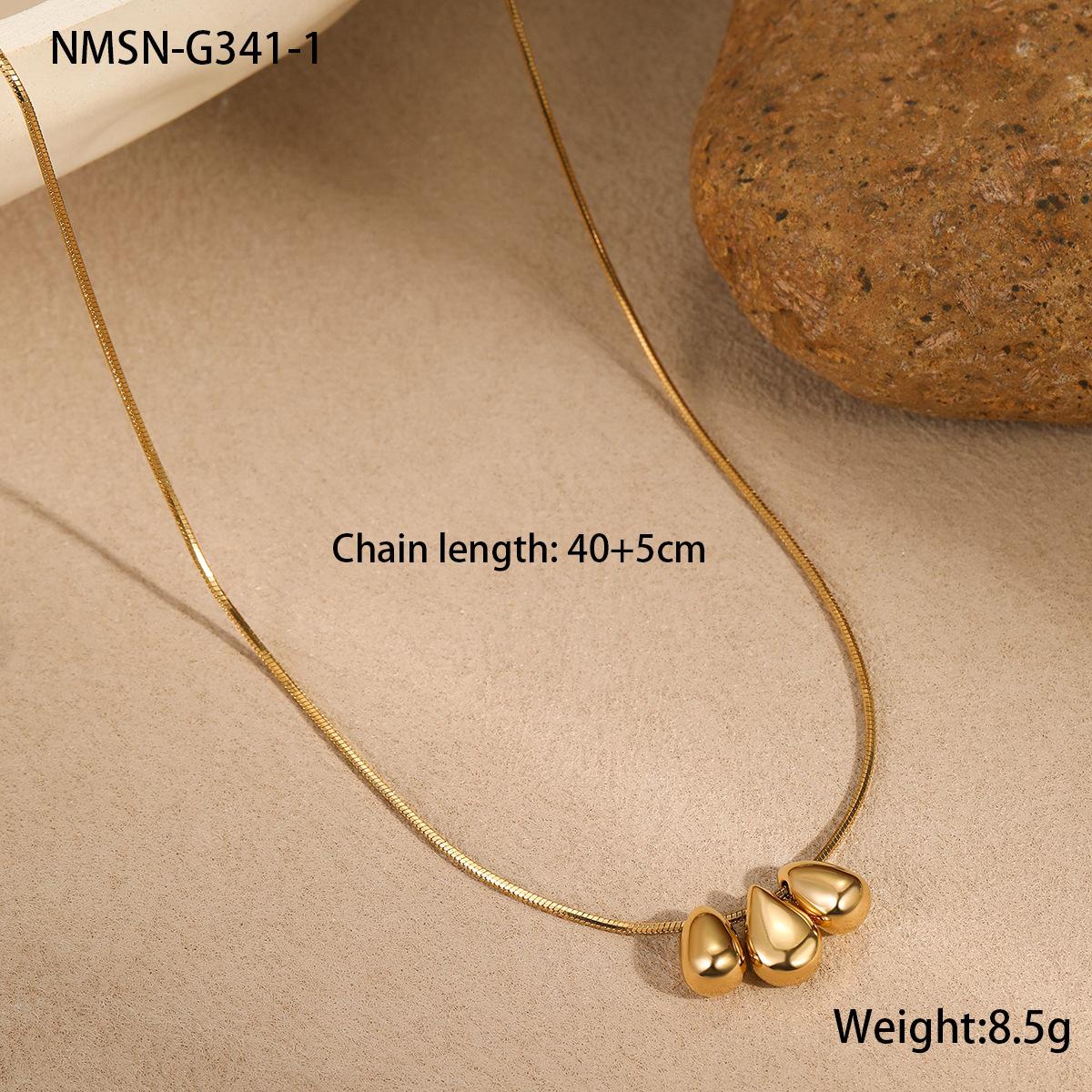 GEMCHIC Women s 18K Gold Plated Stainless Steel Drop Bead Necklace