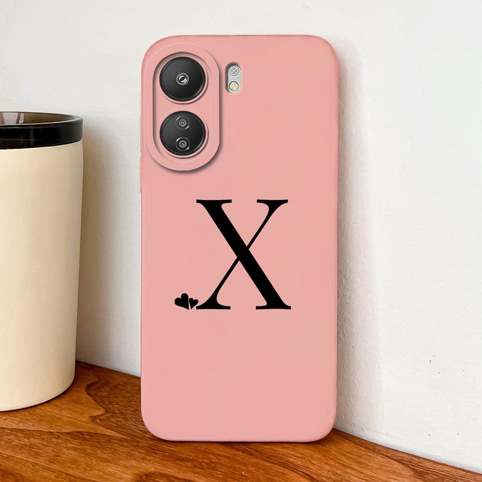 For POCO C65 C75 C55 Case Little Heart Letters Phone Housing For POCO C 75 4G 5G Soft Liquid Silicone Full Protection Back Cover