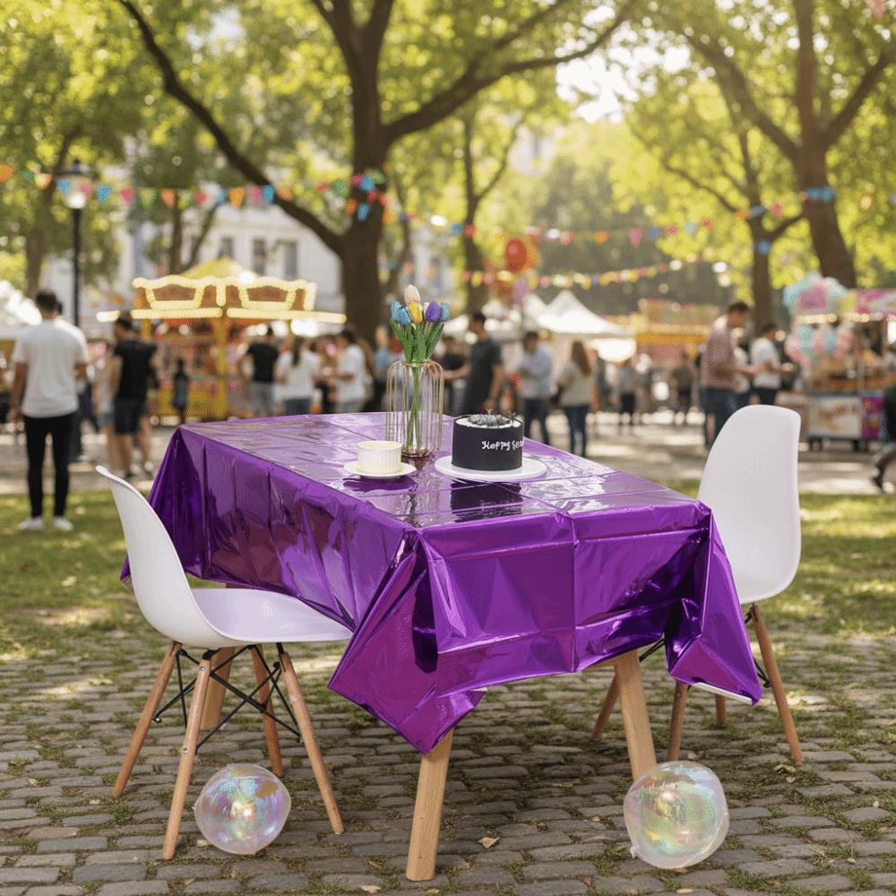5PCS Shiny Foil Aluminum Film Tablecloth Colorful Table Cover Portable Picnic Blanket  Picnic