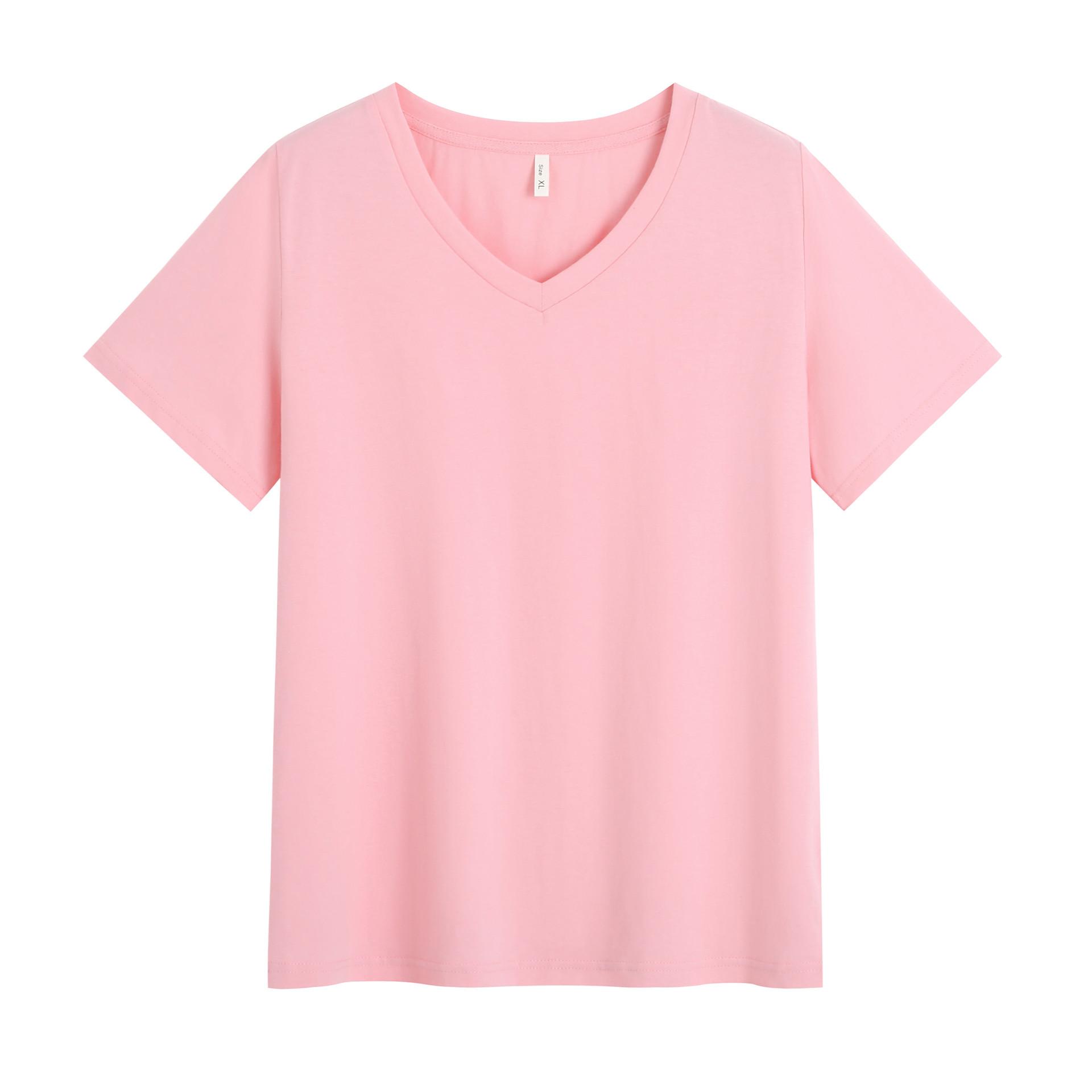 

Летняя женская футболка больших размеров, свободные топы с v-образным вырезом и короткими рукавами 5XL розовый