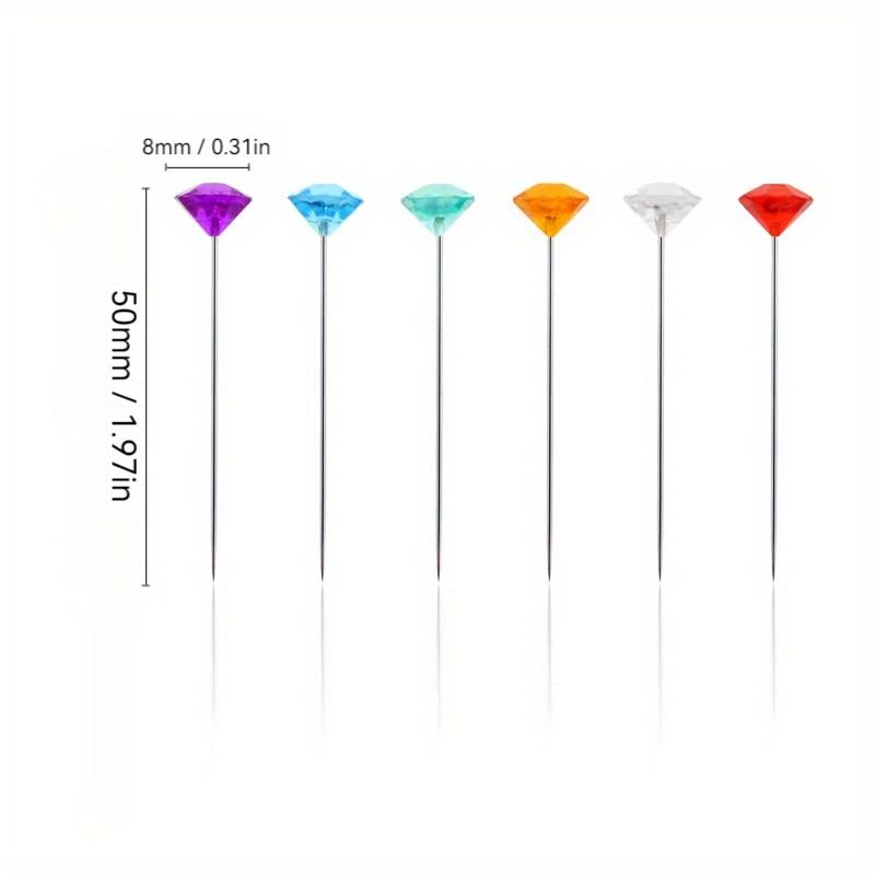 100 buc/Cutie Ace de cusut cu cap de cristal Ace cu perle acrilice Ace cu cap de diamant pentru croitorie matlasare Ace drepte