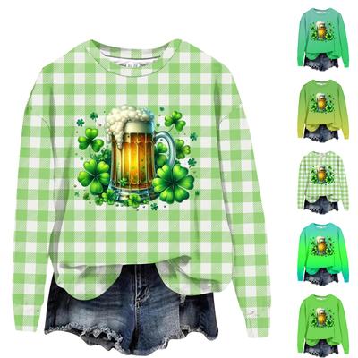 Moletom Feminino Casual de Manga Comprida Solto Estampado