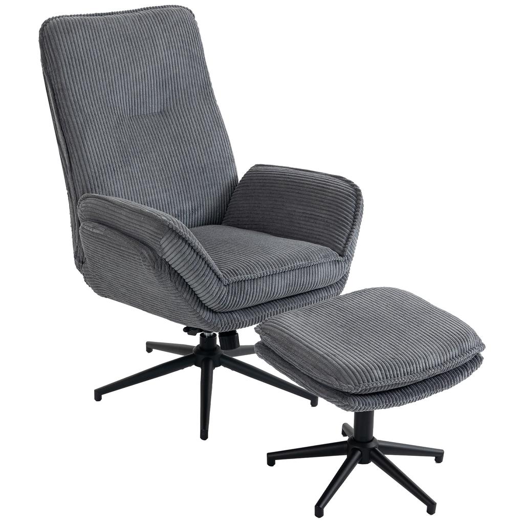Relax Armchair With 130 Degree Reclining Function TV Armchair With Ottoman And Steel Frame Gray