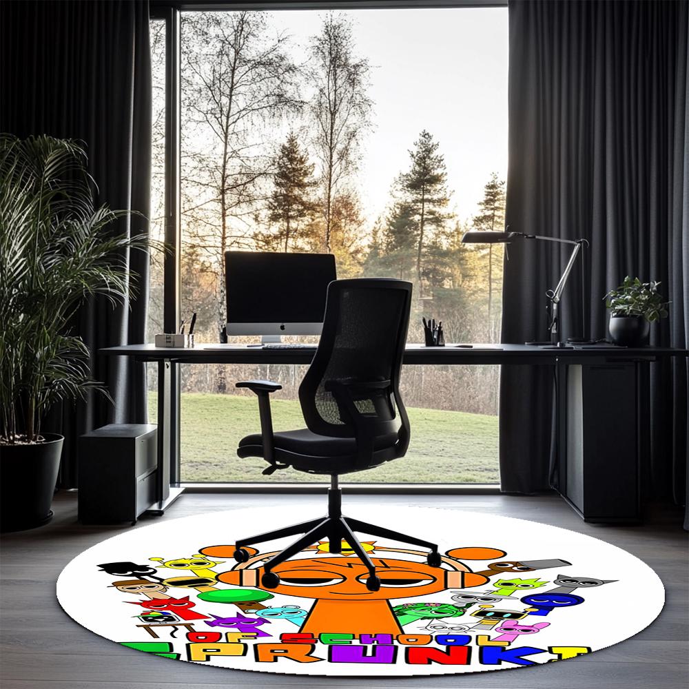 Sprunki Printed Round Rug Carpet Chair Rug Area Rug Entryway Doormats,for Office Chair Living Room Bedroom Kitchen Room.