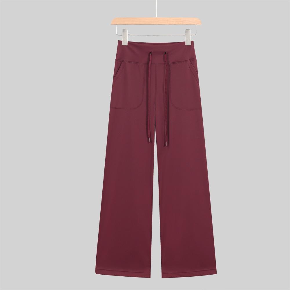 Lulu-Inspired High Waist Yoga Pants - Drawstring Straight Leg with Loose Drape for Casual Sports
