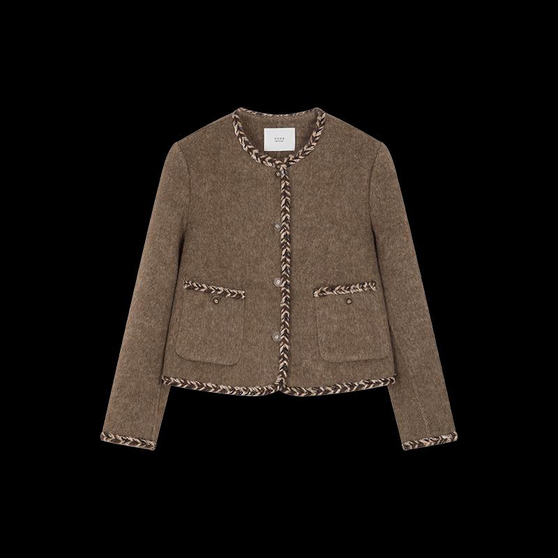 Women's Classic Round Neck Double-faced Wool Coat