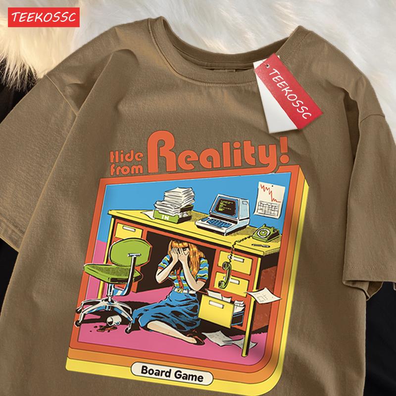 Hide From Reality Board Game Printing T Shirts Men Women Fashion Loose Cotton Tee Soft Summer Casual Oversized Tshirt Couple
