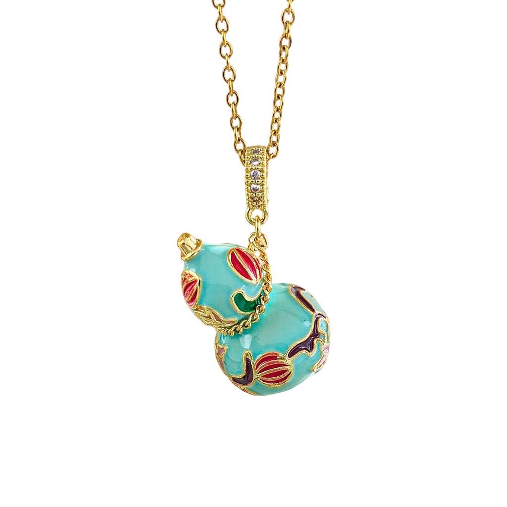 Necklace New Chinese-style Colored Drip Enamel Ruyi Gourd Necklace Fashion Exquisite Retro Non-fading Necklace Accessories
