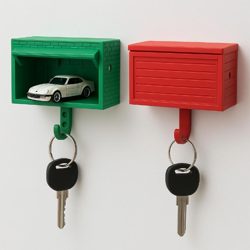 Car Garage Key Holder With Opening Door Wall Hanging Key Holder 3D Printed Key Organizer Self-Adhesive(Car Models Not Included)