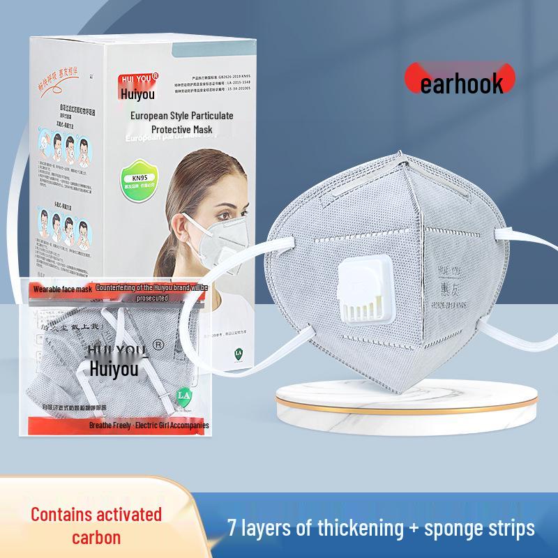 Seven-Layer KN95 Protective Mask with Breathing Valve and Built-In Sponge, Ideal for Construction, Decoration, and Anti-Smog.