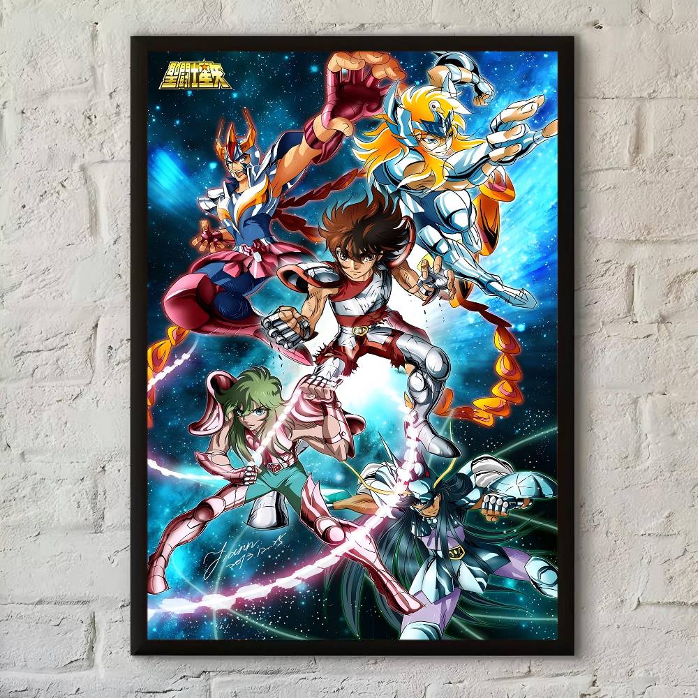Classic Anime Saint Seiya Anime Posters Sticky Waterproof Paper Sticker Coffee House Bar Kawaii Room Decor