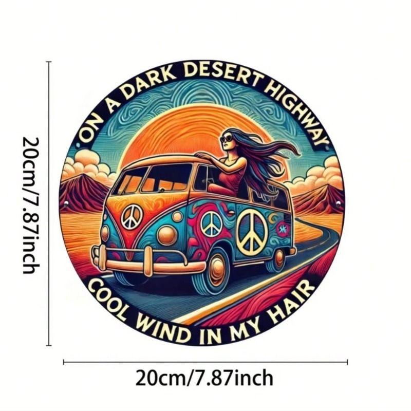 Retro Metal Tin Sign Round Wall Art Home Decor Bedroom Living Room 20x20cm