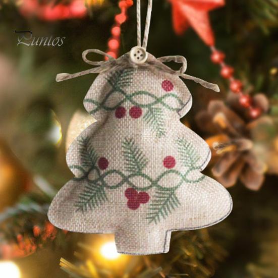 Five Pointed Star Tree Toppers Burlap Christmas Ornaments, Rustic Linen Fabric Hanging Decoration, Ball Stocking Farmhouse Ornaments Shaped