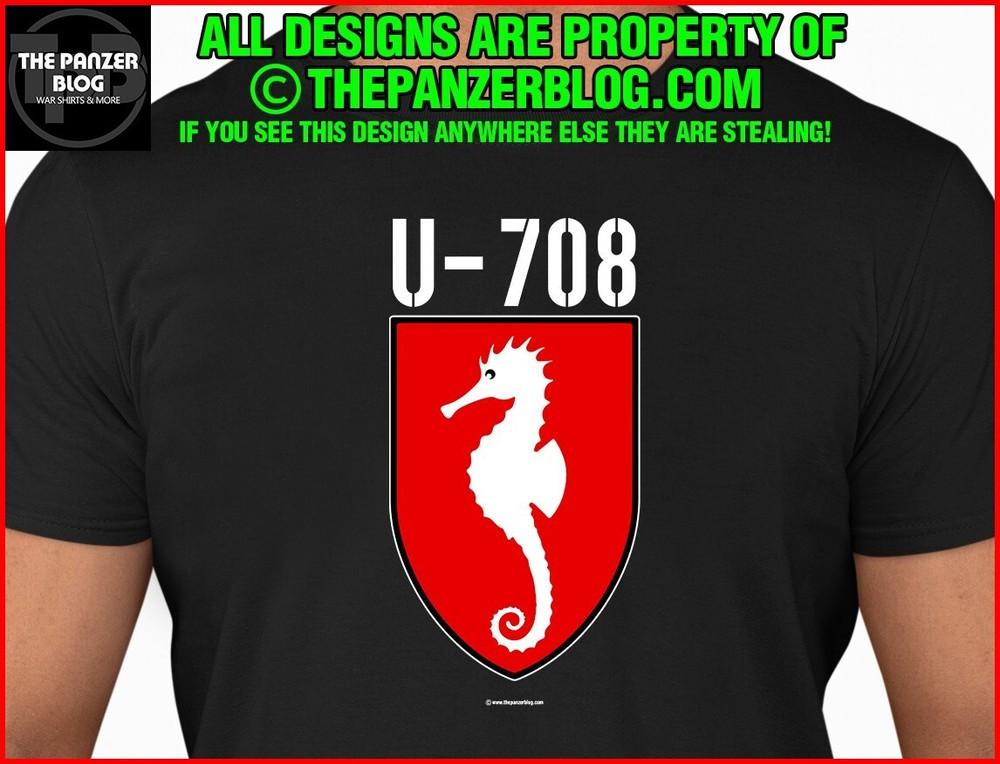Футболка с эмблемой Морского конька U-708 Вторая мировая война Немецкая Кригсмарине Подлодка Унисекс Футболка XL