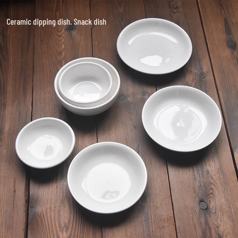 10-Piece Pure White Ceramic Condiment Dish Set with Free Shipping 3-inch Pure White Dish (Set of 10)