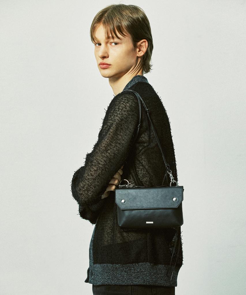 Ssy Grunge Fishernet Knit Cardigan Black
