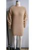 2026 Autumn-Winter Off-the-Shoulder Lantern Sleeve Knit Sweater Dress - European & American Casual Style