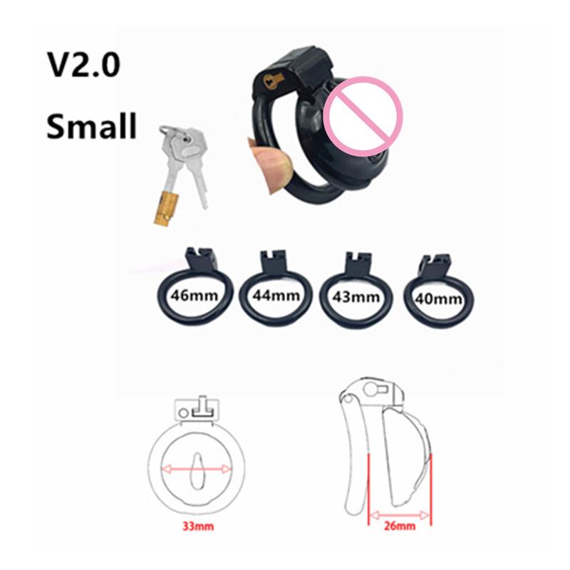 Mini Chastity Lock Male with 4 Sizes Rings and Keys Lightweight Resin Chastity Device Adult Sex Toy BDSM Slave Breathable