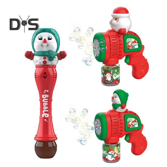 Barneboble-leke-jule-boblemaskin for småbarn Santa Snowman Bubble Toy Safe Bubble Wand for innendørs utendørs moro