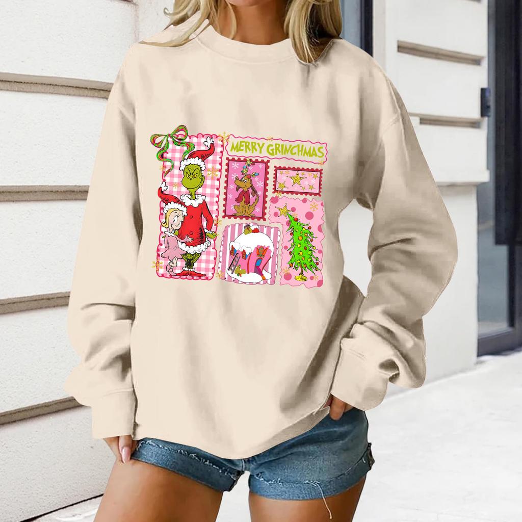 Women's Loose Comfortable Casual Fashionable Character Printing Round Neck Long Sleeved Sweatshirt