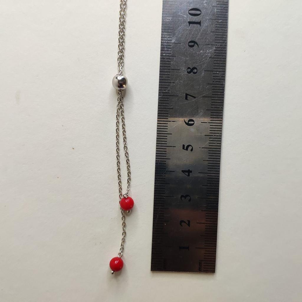 Серебряное колье с кораллом, вес изделия 3,3 гр (2147183)