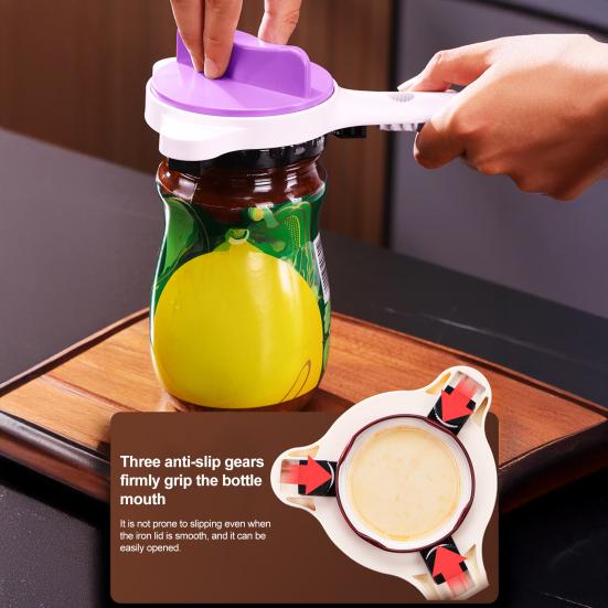 Strain-Free Jar Bottle Opener with Adjustable Capper Mechanism Easy Lid Removal Long Handle Non-slip Jar Cap Remover
