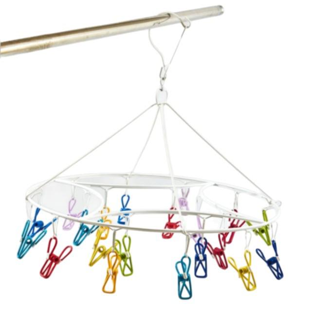 20-Clip Windproof Multi-Head Hanger for Drying Socks, Underwear, and Clothes