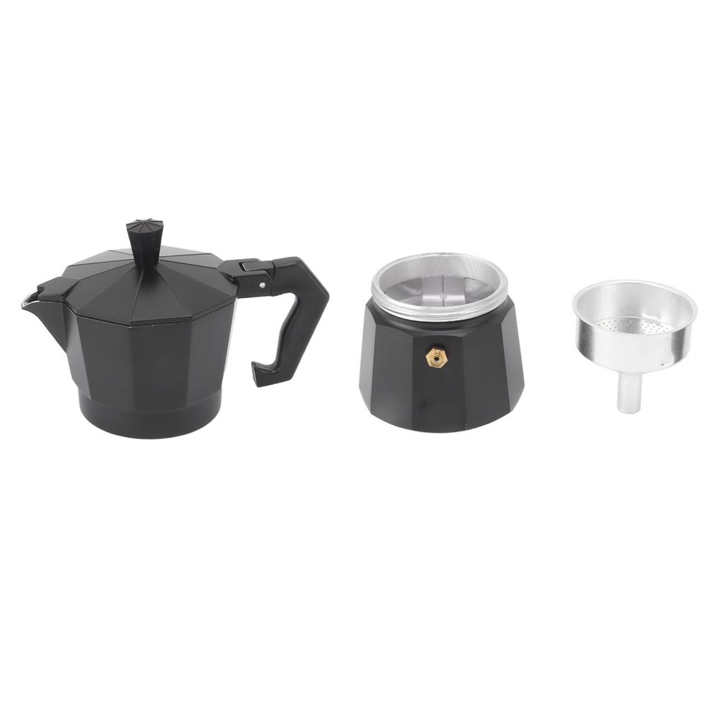 Stovetop Moka Pot Italian Hand Brewed Coffee Maker Aluminum Alloy Kitchen DIY Accessories Black 150ml