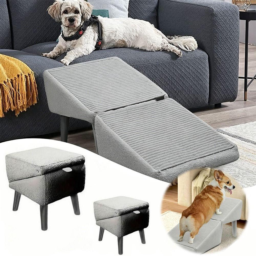 Escalones Plegables para Perros Taburete de Felpa para Patas de Mascotas Nueva Rampa de Escaleras para Perros Interior Hogar