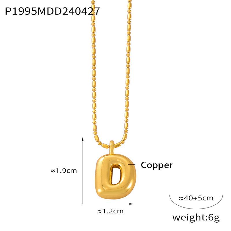 26 English Letter Copper Pendant Titanium Steel Necklace Female Niche Personality Collarbone Chain