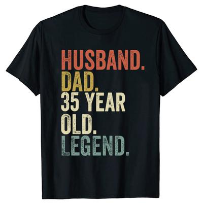 T-shirt Anniversaire 35 ans Drôle pour Hommes Mari Mari Papa Légende 35 Ans Streetwear Homme T-shirt Manches Courtes Unisexe Vêtements 1990
