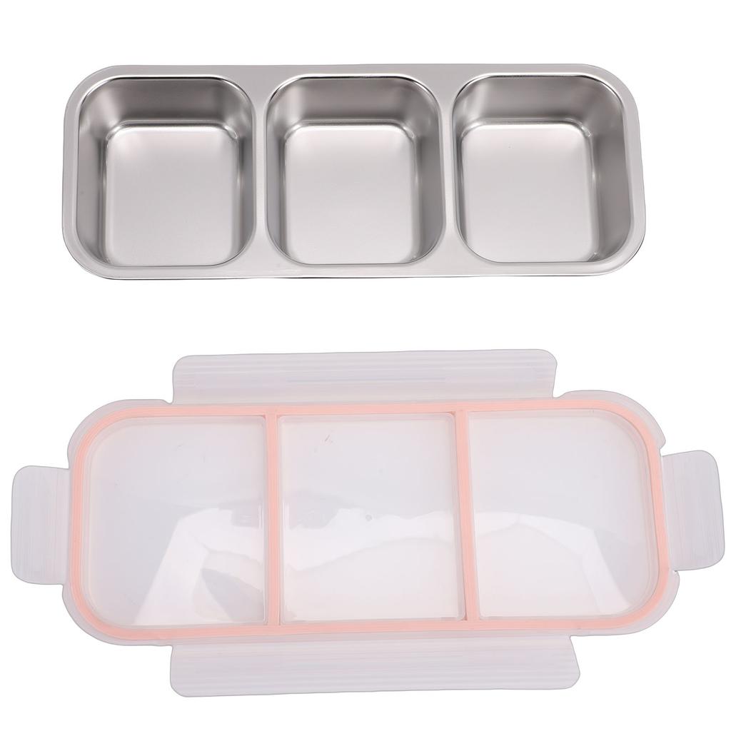 Snack Container   Proof Stainless Steel 3 Compartments Easy Cleaning Metal Snack Container