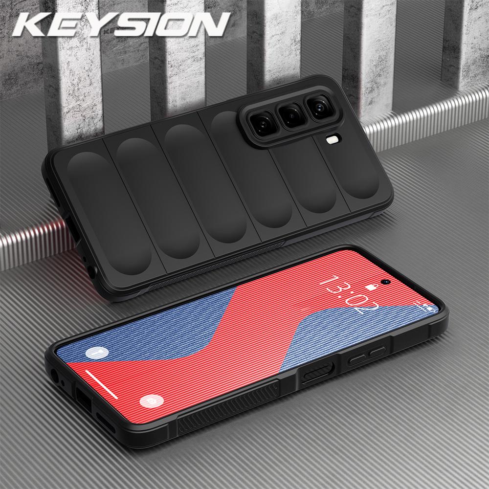 KEYSION Shockproof Matte Phone Case for Infinix Hot 50 4G Anti-skid Soft Silicone Phone Back Cover for Infinix Hot 50 Pro 4G