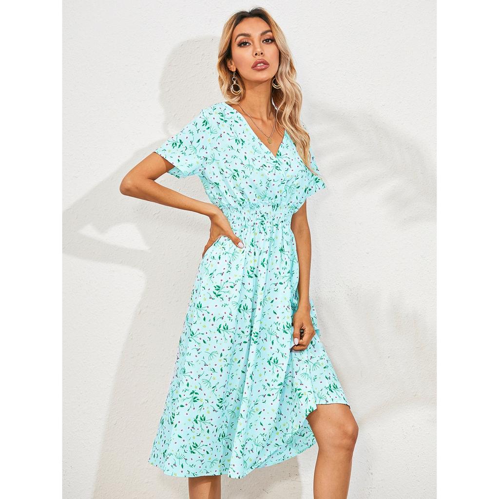 2025 New Fashion Trend Dresses Spring Summer Printed Waist Dresses Fashion Women's