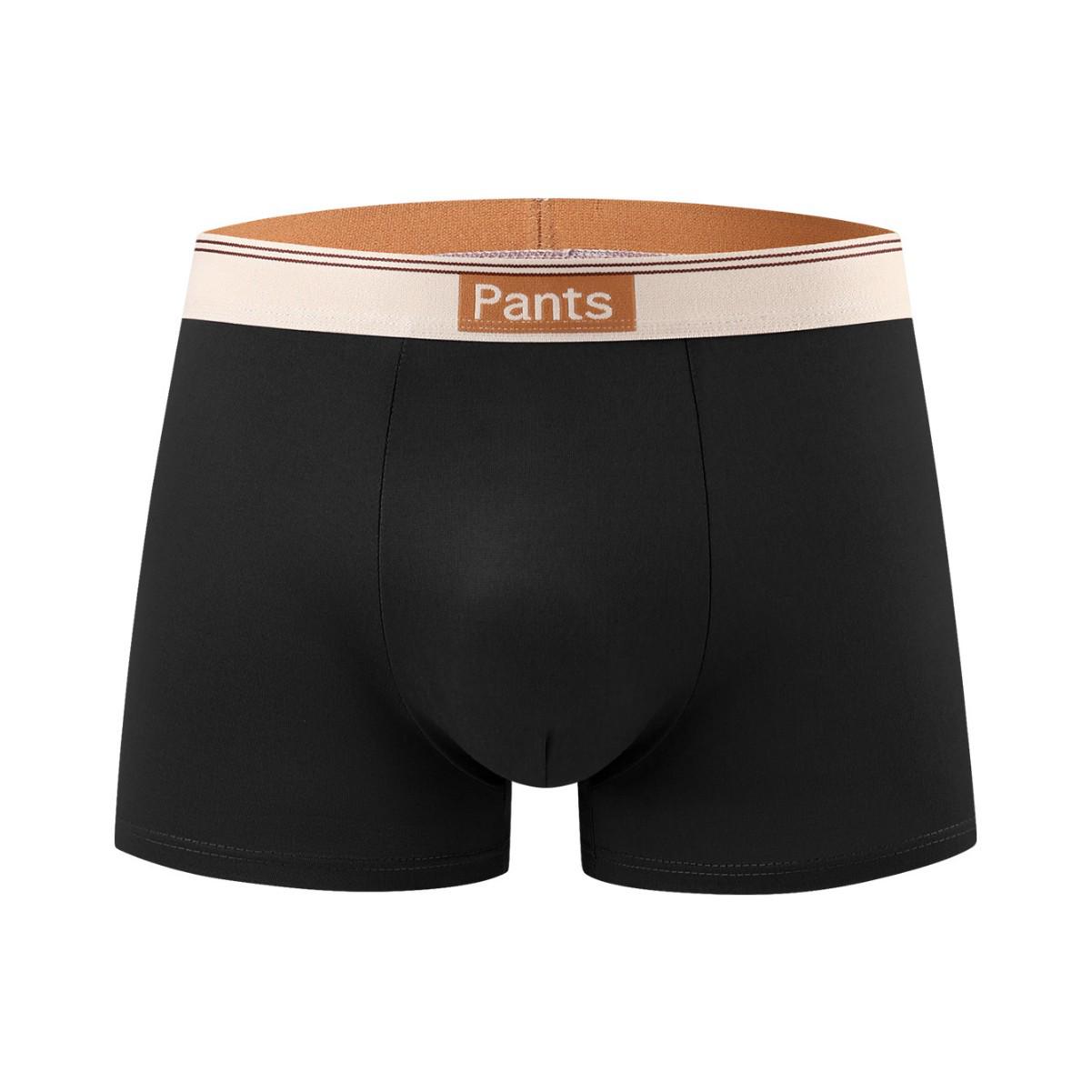 Men s European Mid-Waist Boxer Briefs - Solid Color, Plus Size XL (European Size) чёрный