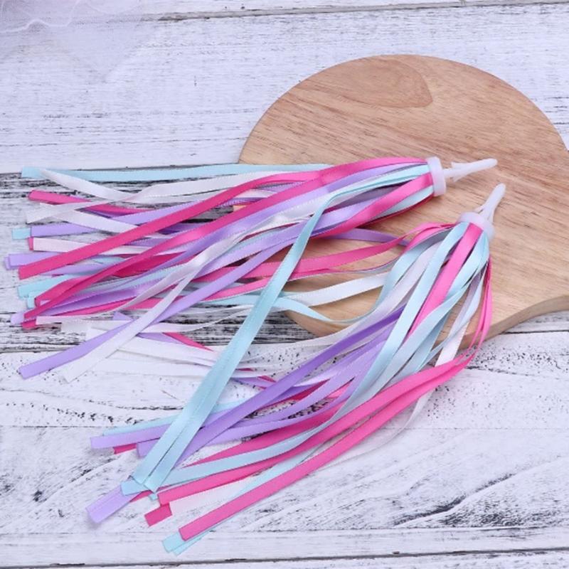 1 Pair Bicycles Ribbon Grips, Bike Streamers Set, Colorful Handlebar Tassels, Scooter Tassels Rainbow for Boys and Girls