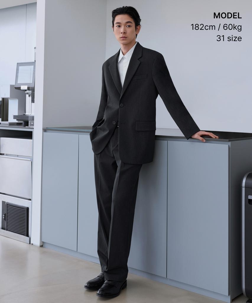 Musinsa Standard Wide Hidden Banding Slacks [Charcoal Gray]