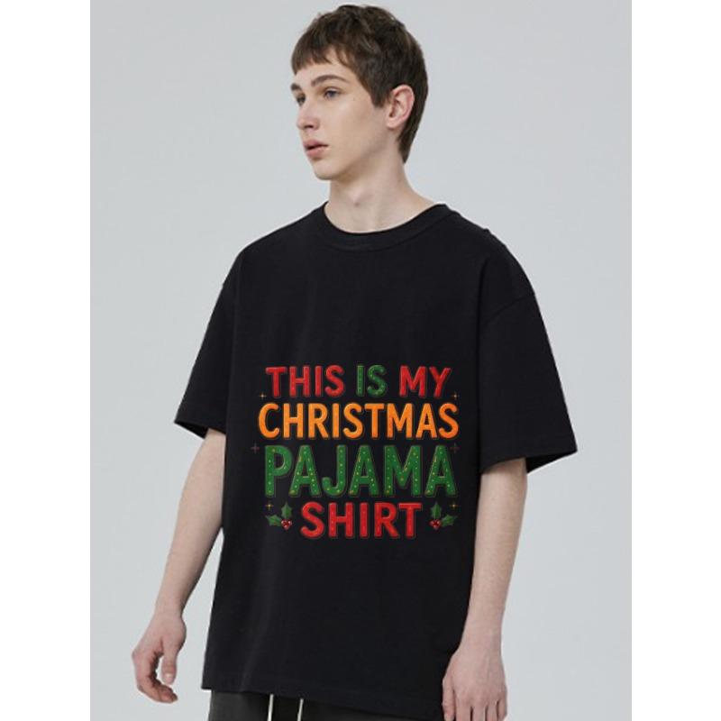 Christmas T Shirt Black This Is My Christmas Pajama Shirt Print Holiday Party Wear