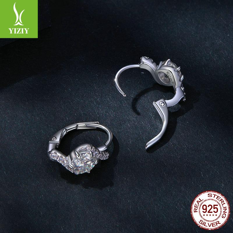 Wave 50 Cent Moissanite Ear Buckle Ladies, Pop Elegant S925 Sterling Silver Earrings