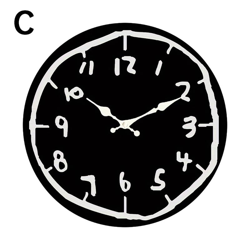30Cm Size Digital Wall Clock Cartoon Design Special Design Silent Wall Clock Graffiti Painting Round Shape Hanging Wall Clock (as the picture,30CM)